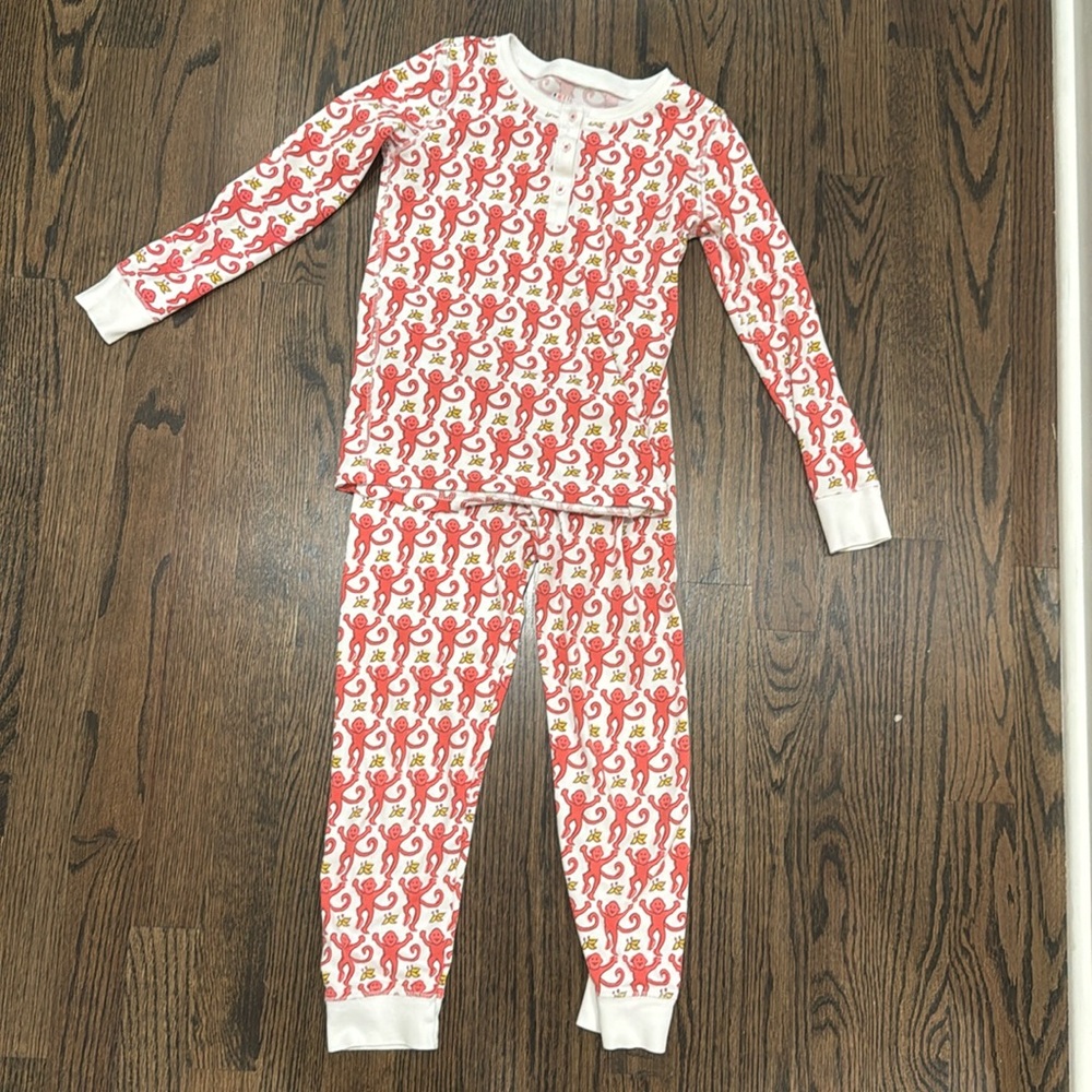 Girls Roller Rabbit Monkey Pajama set size 8 in pink